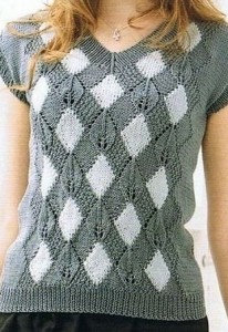 Diamond and Lace Tee Knitting Pattern